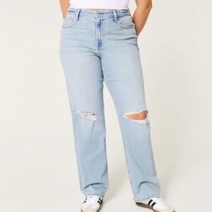 Hollister Light Wash Ultra High Rise Distressed Dad Jeans 1 / 25W 31L